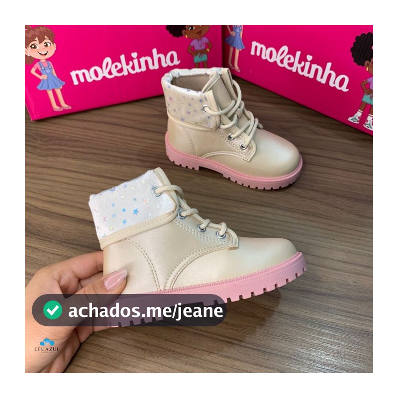 Bota Coturno Molekinha Infantil Feminino Star Estilosa