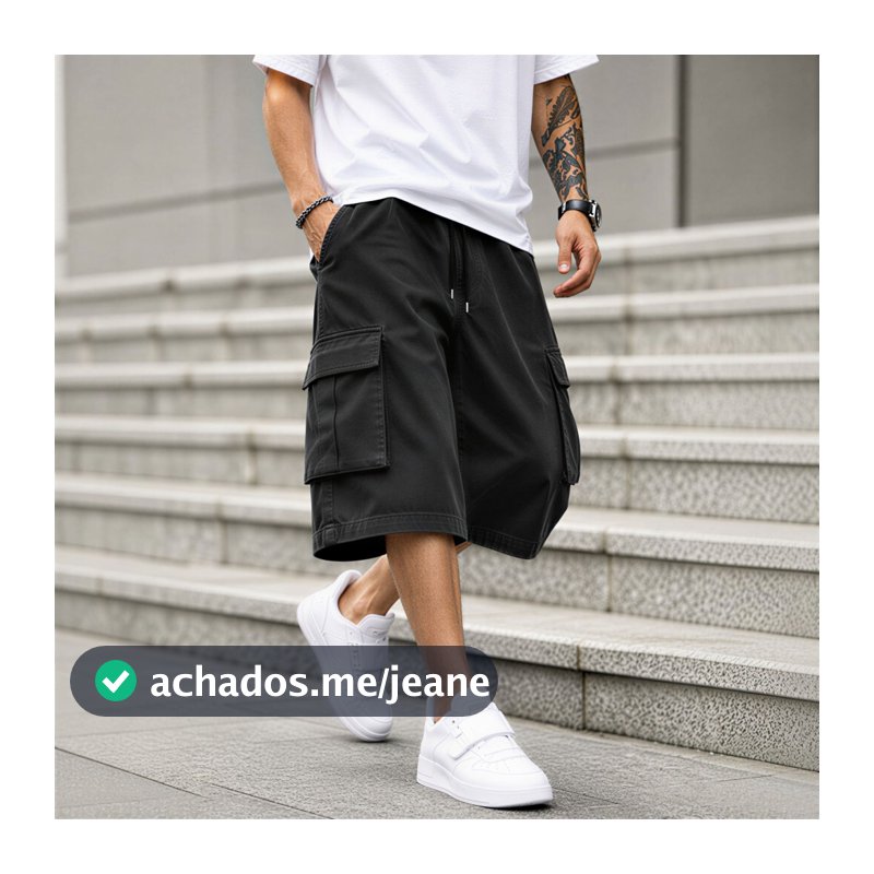 Bermuda Cargo Masculina Shorts Premium Alta Qualidade Verão Casual Streetwear Moda Masculina Bolsos Laterais Confortável