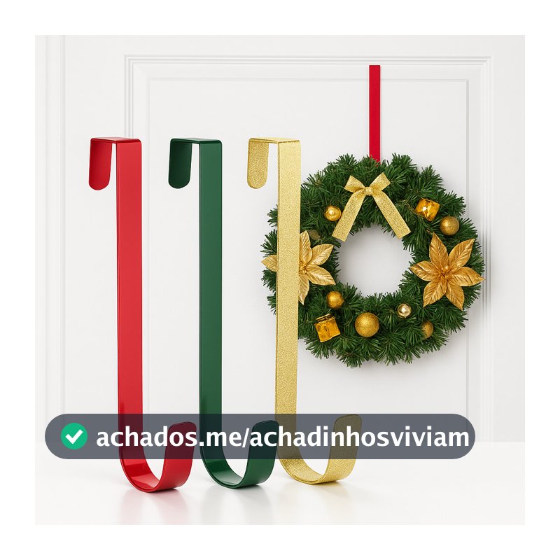 Suporte De Porta Guirlanda de Natal Luxo Estilo Gancho 35cm Grande Glitter Brilho Enfeite Decoração