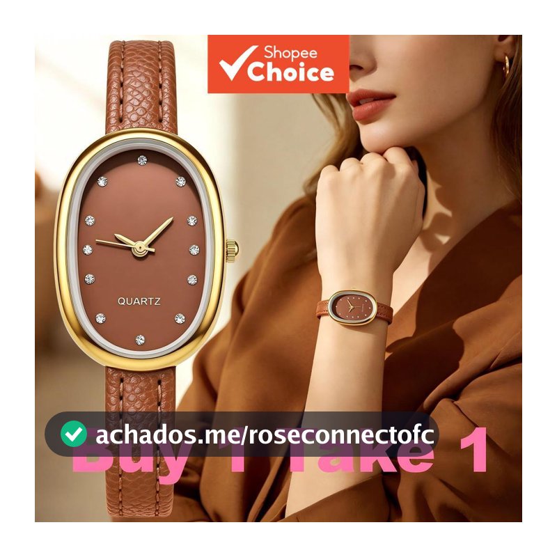 Compre 1 e leve 1 Relógio feminino vintage com mostrador de diamantes e pulseira de couro