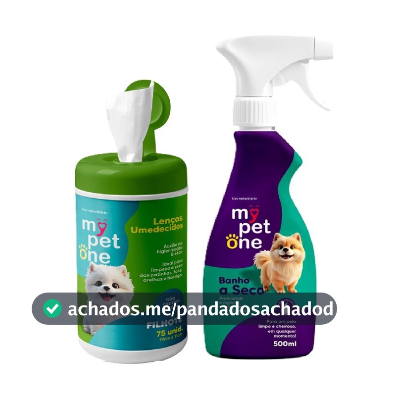 Kit Banho a Seco Cães Filhotes + Lenço Umedecido Cães Filhotes Mypetone
