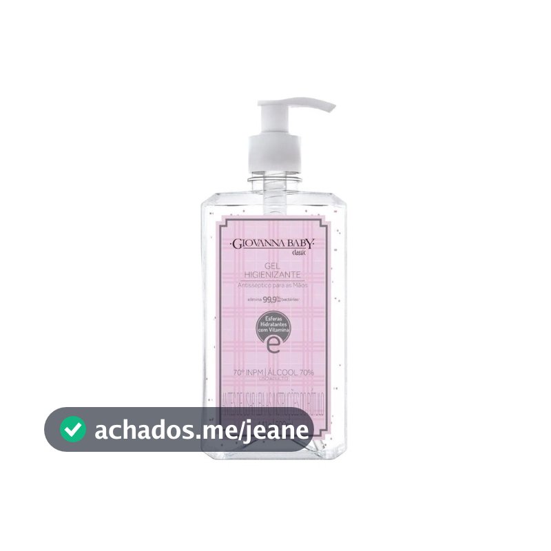 Álcool Em Gel Higienizante Giovanna Baby Classic Rosa 500Ml