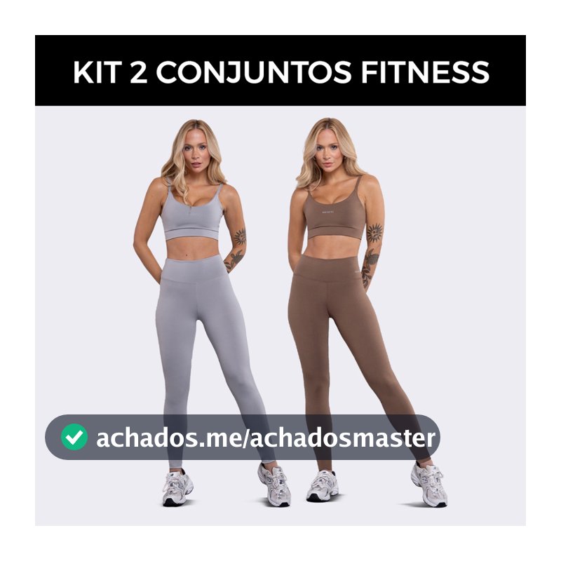 Kit 2 Conjuntos Fitness Feminino Linha Basica-Calça Legging Top Academia Treino Compressão-Slim