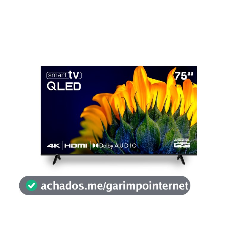 Smart TV HQ QLED 75 Polegadas HQ-QLED75SM 4K Wi-Fi Bluetooth, Apps, Netflix, YouTube e Prime Vídeo