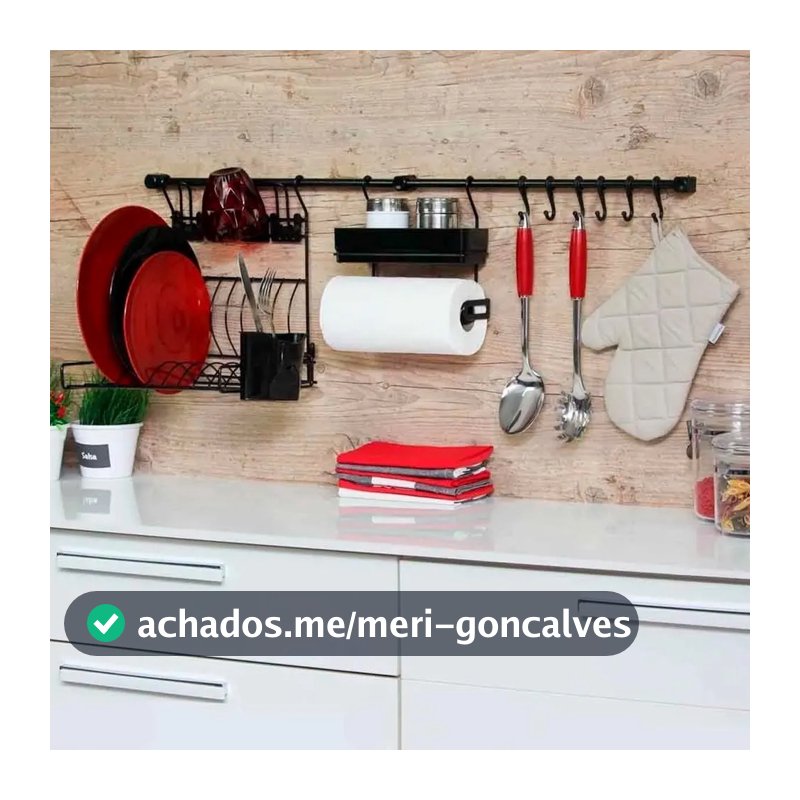 Cozinha Suspensa Escorredor Louça, Porta Rolo E Mantimentos