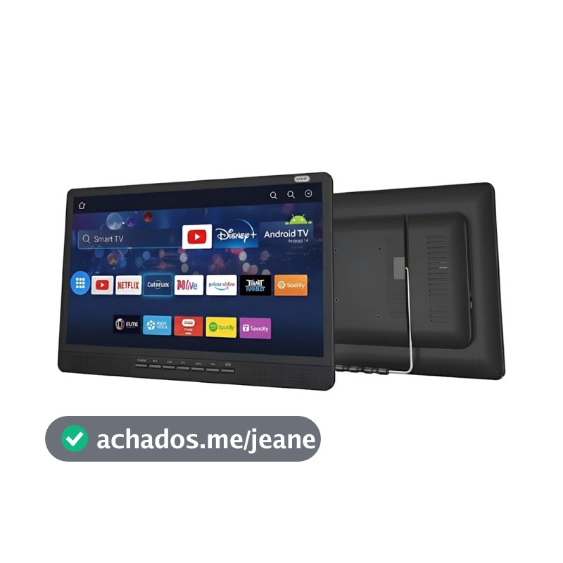 Tv Portátil Android 14 Digital 17,3 ou 19 Polegadas Led Hd Usb Hdmi Sd Monitor Bateria Interna 12v/24v ou 127v/220v