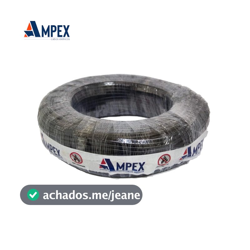 Fio Elétrico Cabo Flexível 6mm Rolo de 100m – Certificado INMETRO | Anti-chamas | Ampex