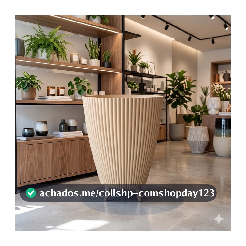 Vaso para Planta Canelado 34x26 Coluna Decorativo Jardim Sala Moderno Resistente