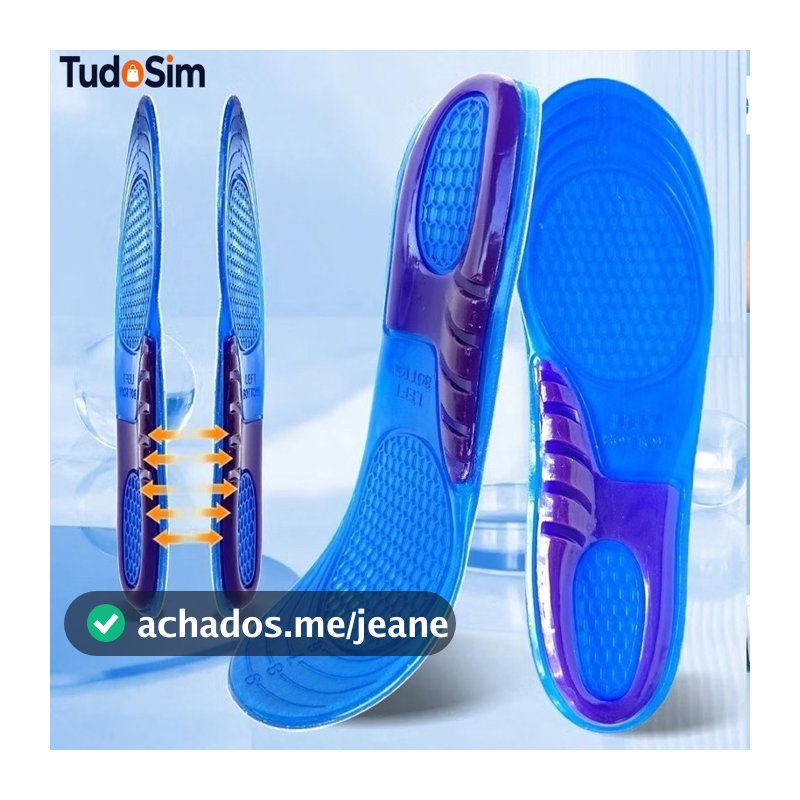 Par De Palmilha Ortopédica Gel de Silicone para Dores nos Pés Anti Impacto para Sapato