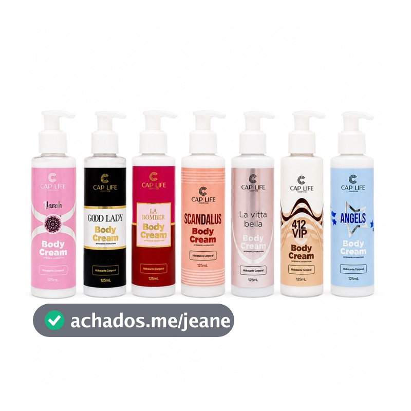 Kit 7 Hidratantes Corporais Inspirados em Perfumes Importados Body Cream 125ml Cap Life e Ella Bella