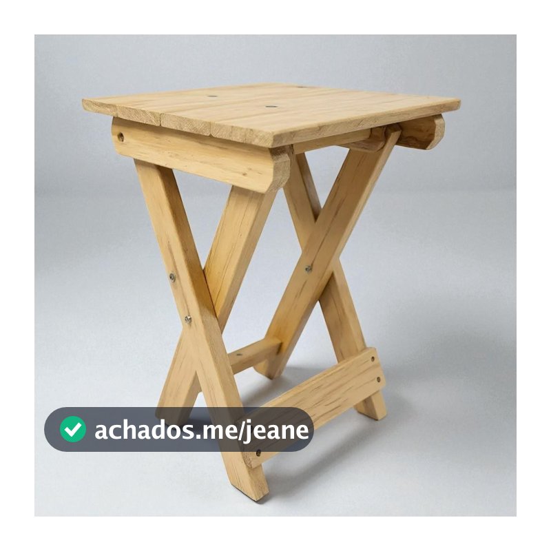 Banqueta dobrável 45cm de altura madeira maciça artesanal