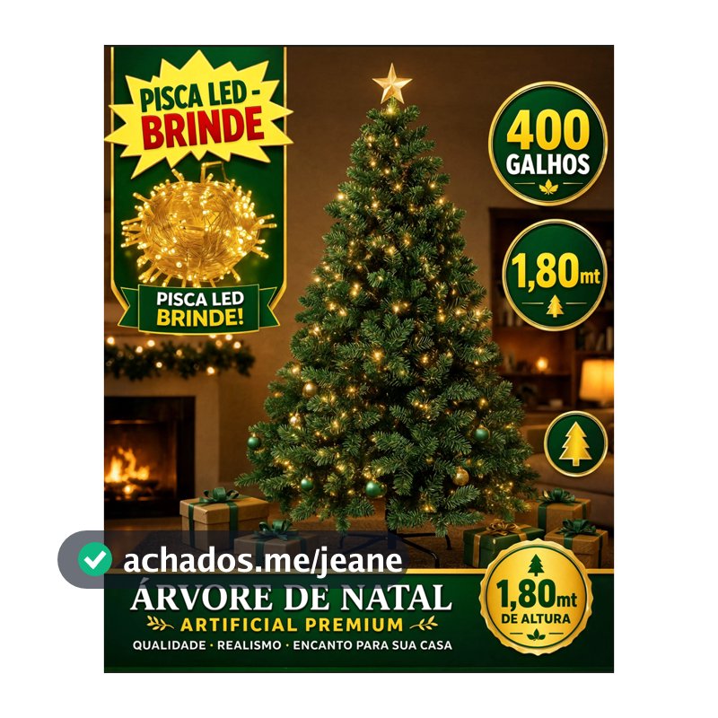 Arvore de Natal Verde 1,80mt - 400 galhos + Pisca Pisca LED Pinheiro Realista Novidade Oferta