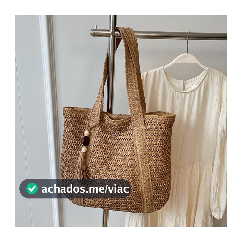 Bolsa de palha de grande capacidade para férias casuais praia portátil nova moda bolsa de ombro tecida Multineos Escritó