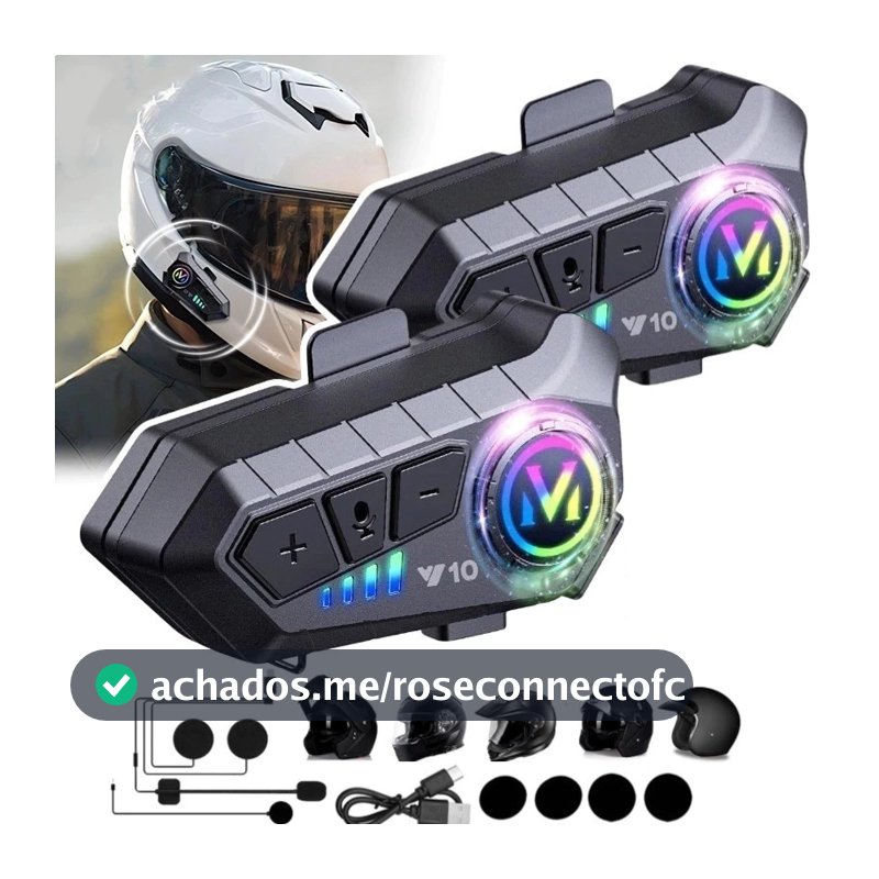 Y10 Motocicleta Sem Fio Bluetooth 5.3 Fone de Ouvido Capacete Kit de Chamadas Mãos Livres À Prova D'Água