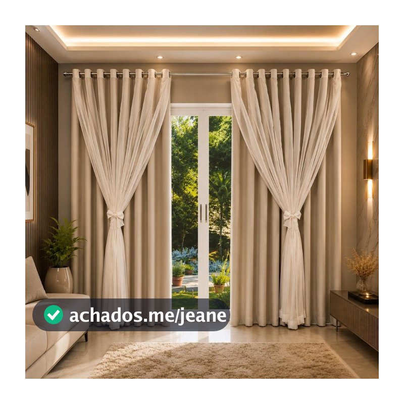 Cortina Blackout para sala com voil PVC- Cortinas para sala 3 00 x 2 70 - cortina blackout quarto