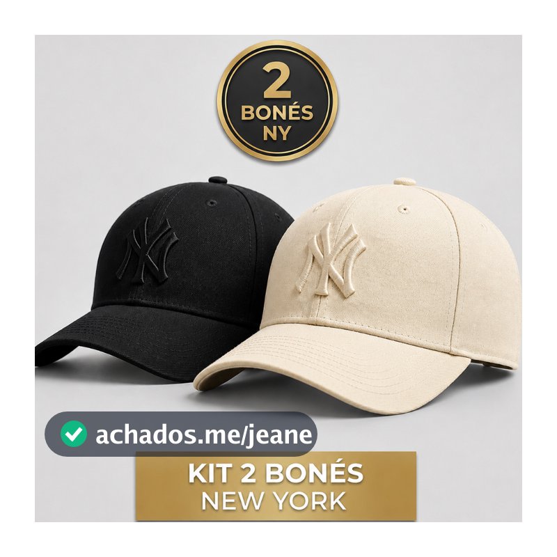 Kit 2 Bonés New York NY Bordado | Feminino Masculino | Premium | Aba Curva | Ajustável | Várias Cores - ENVIO IMEDIATO