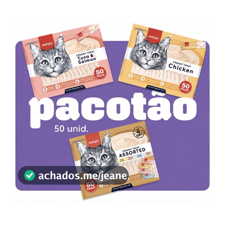 Creamy Wanpy Petisco Cremoso Para Gatos 14gx50 Tubos 700g Sabores Sortidos