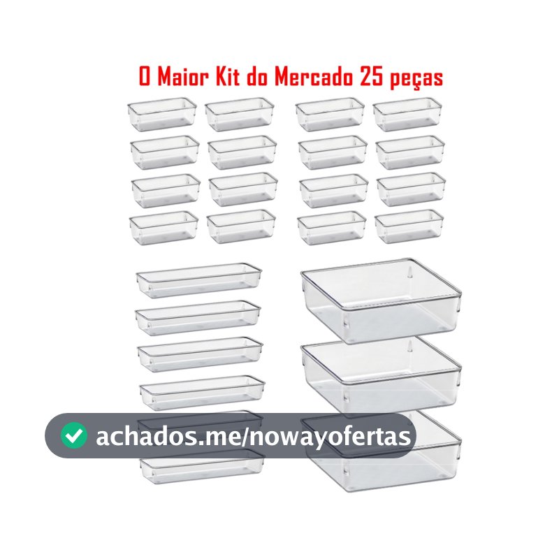 Kit 25 Organizador Multiuso Modular Gavetas Geladeira Acrilico Cristal