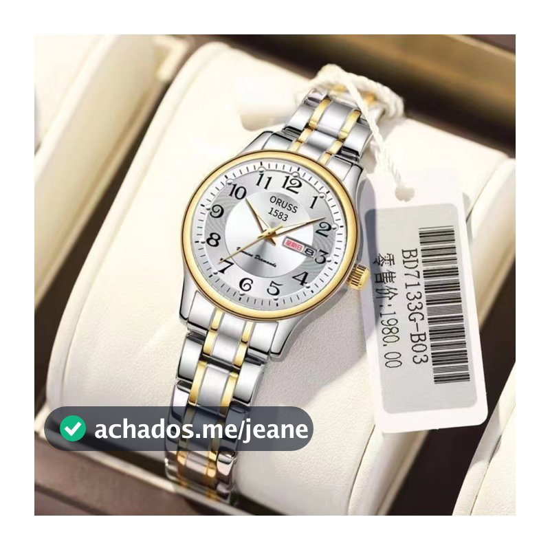 ORUSS Original Calendário Duplo Original de Luxo Calendário Duplo de Aço Inoxidável Moda feminina Relógio à prova d'água