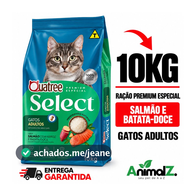 Ração Quatree Select Gatos Adultos Sabor Salmão e Arroz 10kg