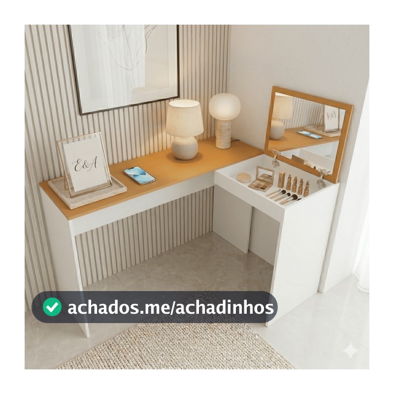 ENVIO FULL - Penteadeira Camarim Escrivaninha em L Moderna com Espelho