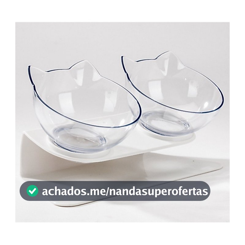 Comedouro E Bebedouro Duplo Gato Elevado Acrílico 400ML