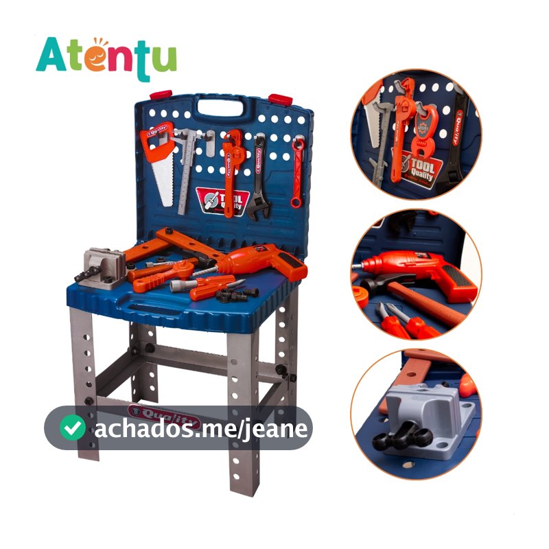 Ferramenta e Furadeira Infantil Brinquedo Construção Kit Maleta Ferramentas C/ 53 Peças