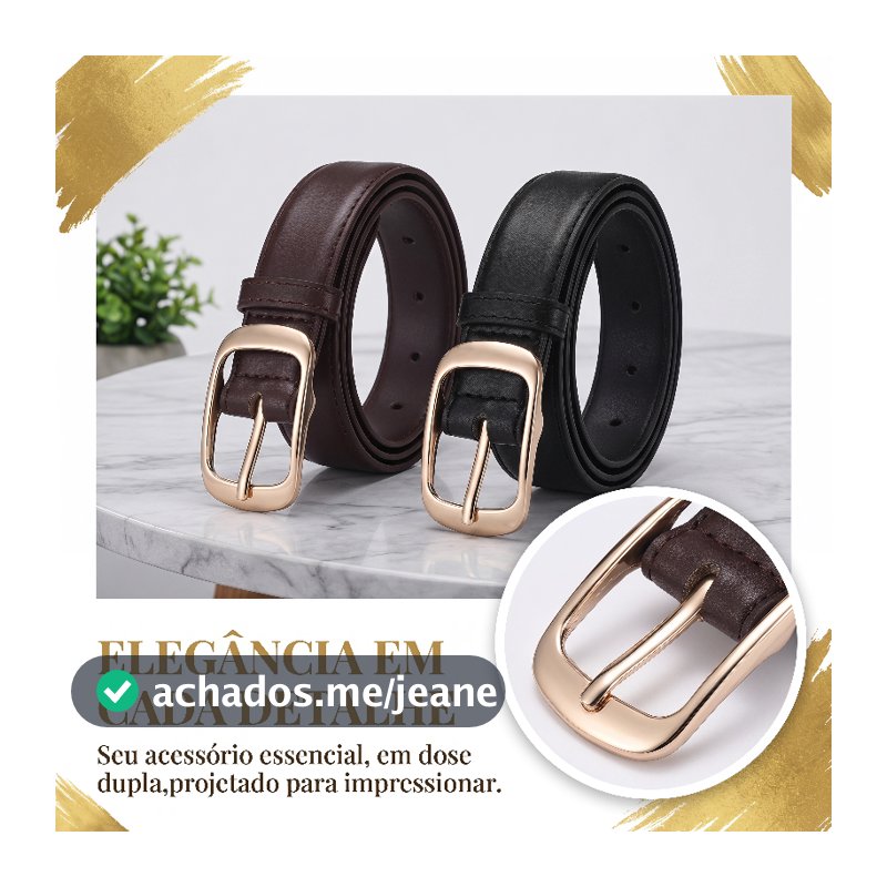 2 cintos de cintura de mulheres com barras de ouro, porosos e não perforados, adequados para jeans e vestidos