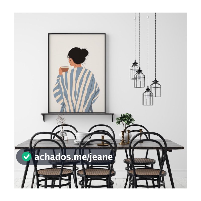 Quadro Decorativo Mulher Abstrata Tomando Café Arte Contemporânea Decor