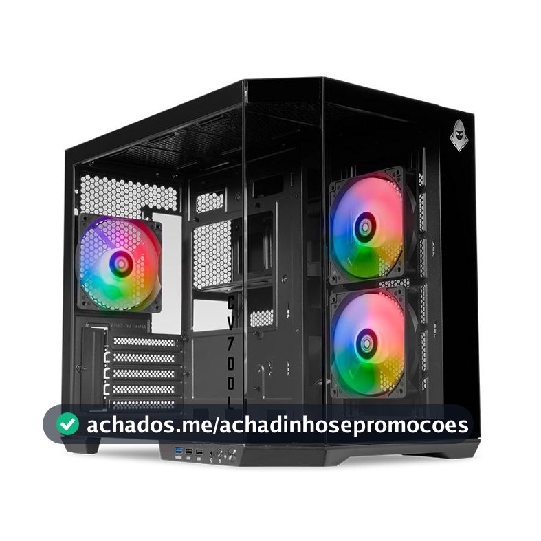 Gabinete Gamer Mancer CV700L, Mid Tower, Lateral De Vidro, 3 Fans ARGB, Preto, MCR-CV700L-BK3F