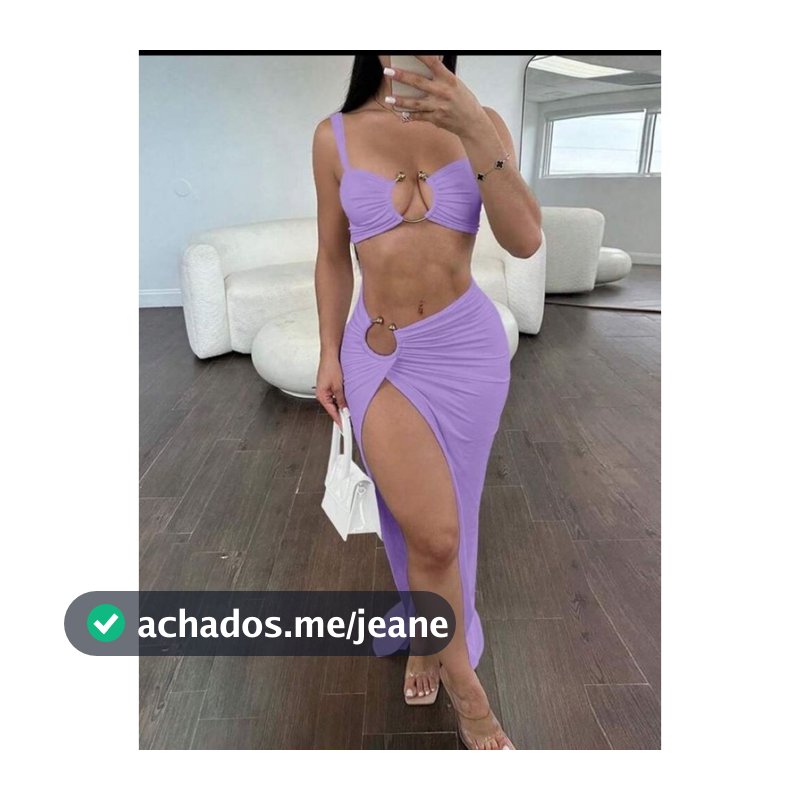Conjunto verão cropped alcinha decotado + saia midy com argola casual festas e balada