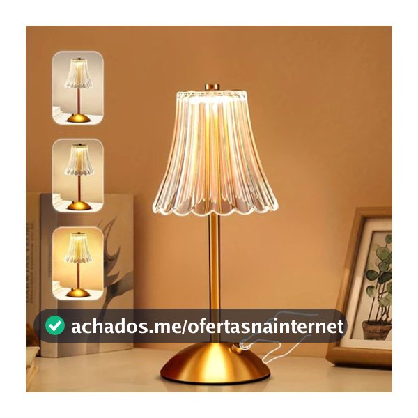 Luminária Abajur de Mesa Saia Seda Com Barra Led Sensor Toque De Luz Quarto Sem Fio 3 Cores 110/220v