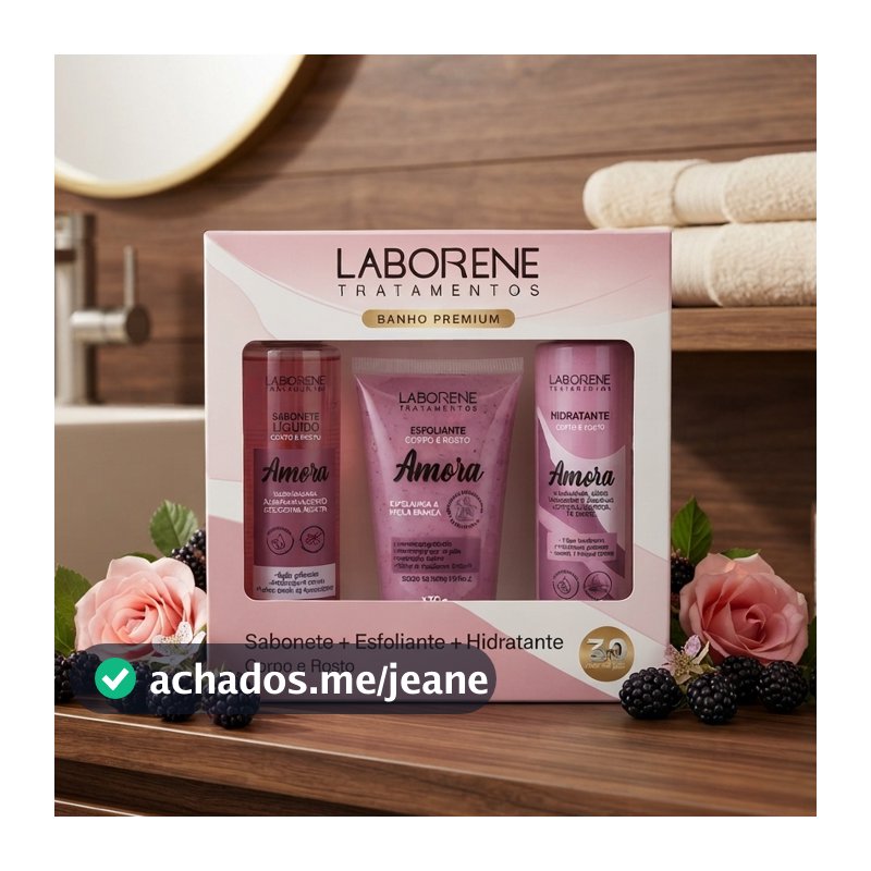 LABORENE KIT BANHO PREMIUM - Esfoliante 170g + Sabonete líquido 200ml + Hidratante 200ml