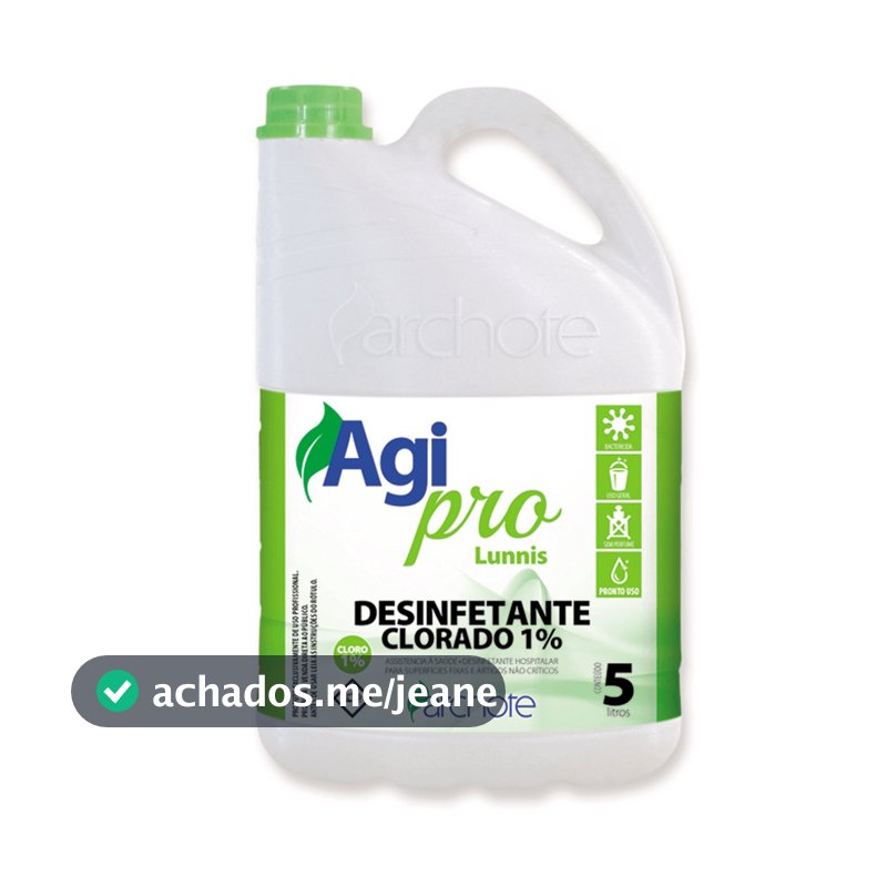 Desinfetante Clorado Lunnis 1% Agipro - 5L