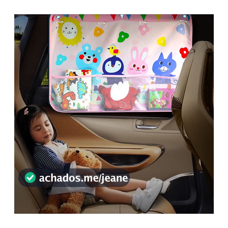 Cortina de Proteção Solar Infantil para Carro Estacionado - Padrão Divertido, Fácil de Instalar, Ideal para Crianças