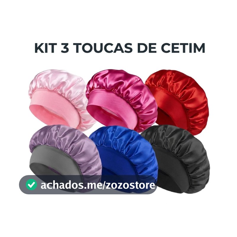 Kit com 3 Toucas de Cetim Premium | Proteja seus fios e elimine o frizz enquanto dorme