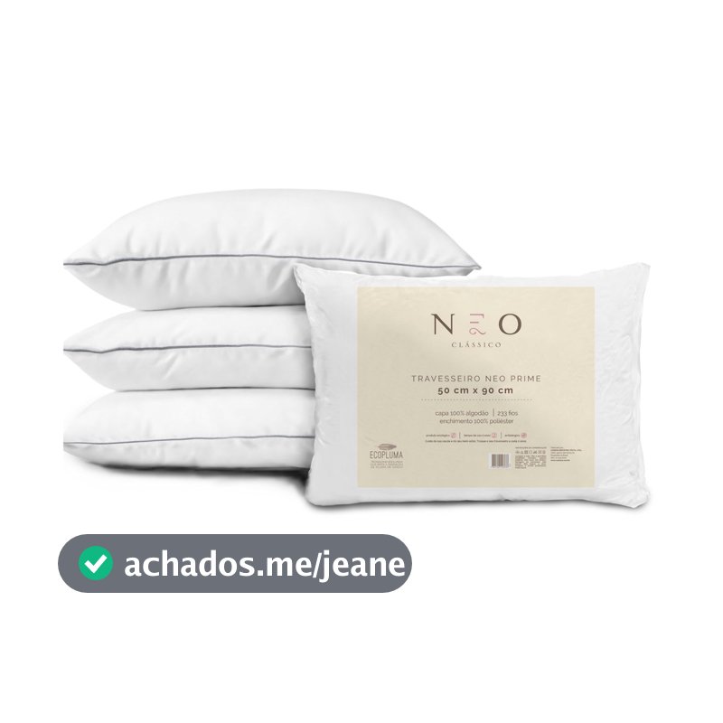 Kit 2 Travesseiro Neo Prime Ecopluma 233 Fios 50x90cm – Branco - Camesa