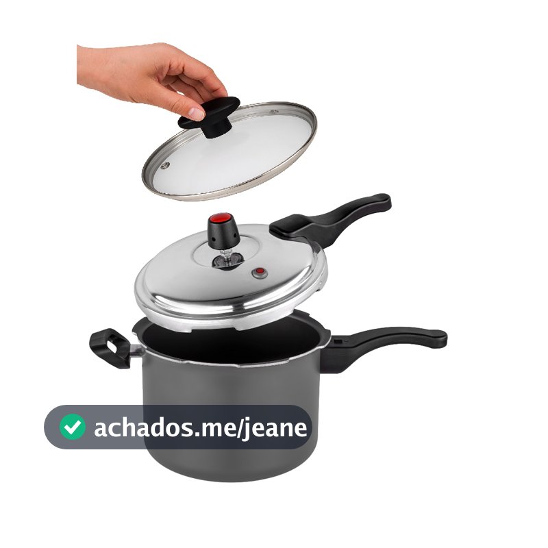 Panela De Pressao Antiaderente Kit Convencional Tampa Vidro
