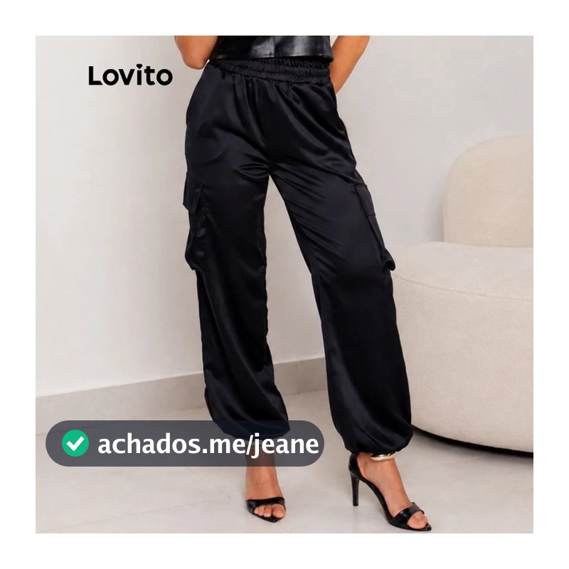 Lovito Calça Parachute Tactel Moda Feminina BRPTB16501680