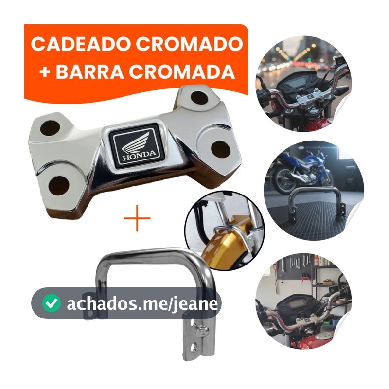 Cadeado Mesa Mesinha do Guidao + Barra Estabilizadora Titan Fan Start Cg 150 160 Kit Cromado 2014+