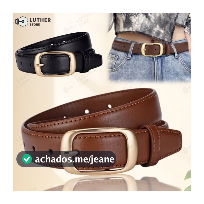 Cinto de Couro Simples - Cinto Masculino/Feminino em Preto e Marrom
