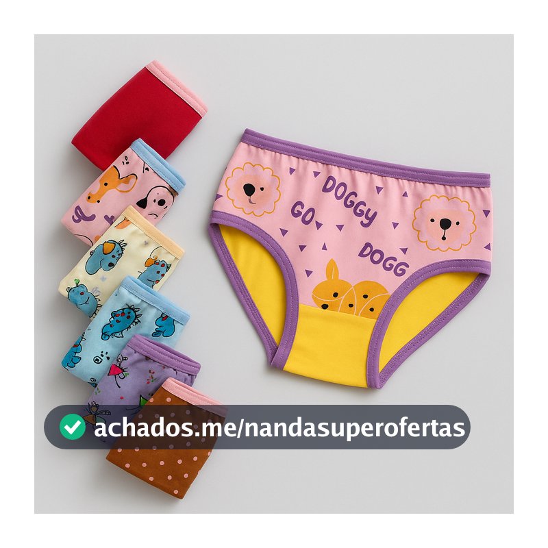 KIT 3, 6 ou 9 Calcinhas Infantis Estampadas Microfibra Macia Tamanhos 2 ao 10 Anos