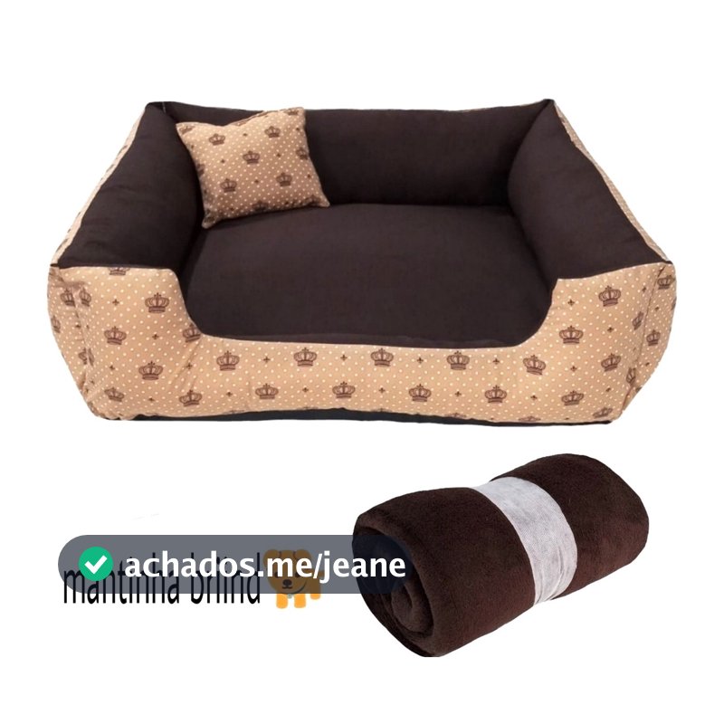Cama pet cachorro gato 60x60  kit 3 peças cama manta e almofada ideal pra pet até 10 kg