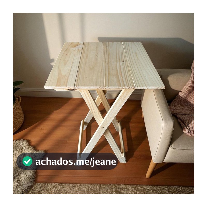 Mesa Dobrável de Madeira Pinus | Prática, Compacta e Ideal para Ambientes Externos