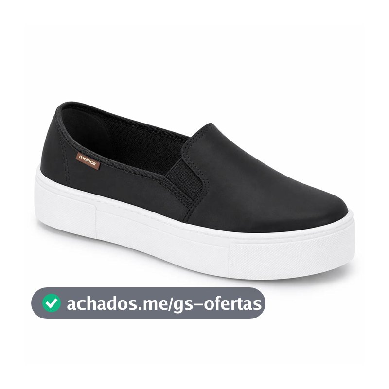 Tênis Slip On Feminino Plataforma Moleca Casual Confortável Solado Alto Antiderrapante Preto Nude