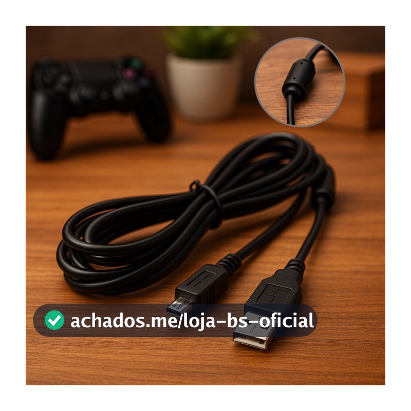 Cabo Carregador Controle PS4 1.8M USB V8 Para Playstation 4 Rápido e Compatível Manete videogame Pc