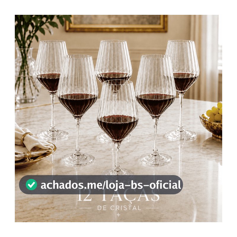 Jogo 12 Taças Vinho Vidro Cristal 510 ml Taças Elegantes Transparentes Luxo Premium Promoção