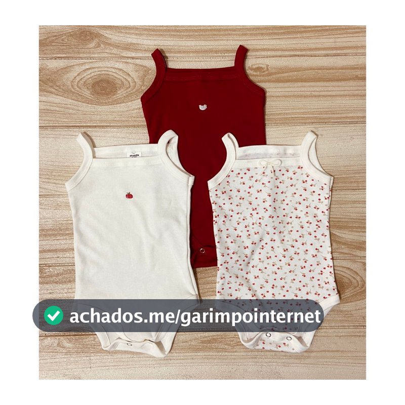 Kit 3 Body Bebê Menina Regata Alcinha 100% algodão Bordado Roupa Infantil de verão Enxoval