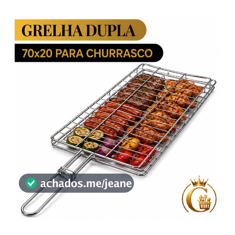 Kit até 3 Grelhas Duplas 70x20 para Churrasco Peixe Frango Linguiça