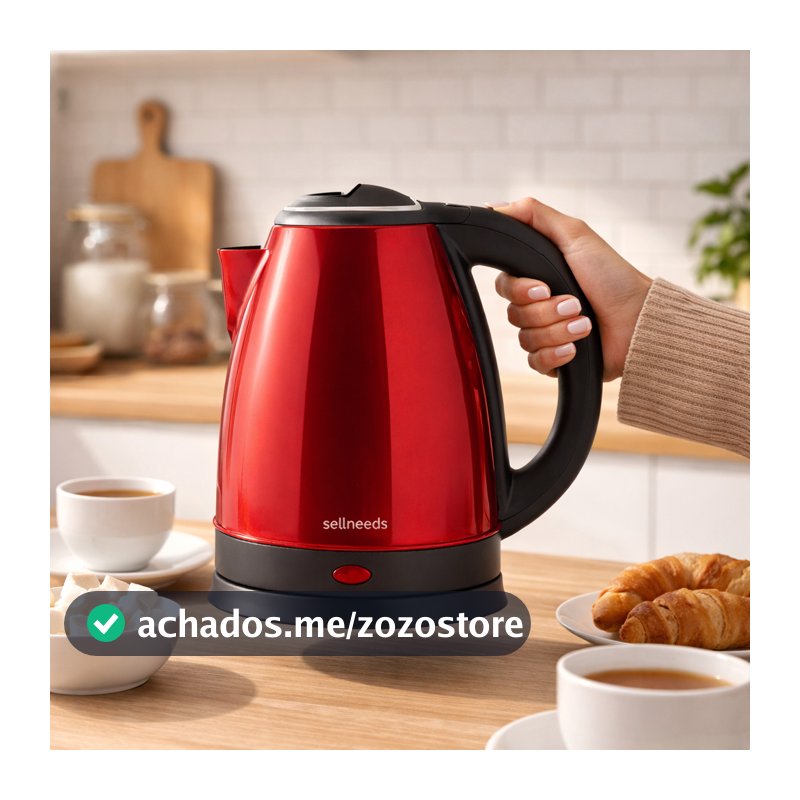 Chaleira Elétrica Jarra 1.8L Café Chá Inox 110v Vermelha